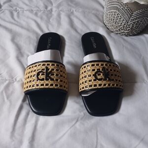 Calvin Klein Yolla Single Band Flat Slip-on Sandals